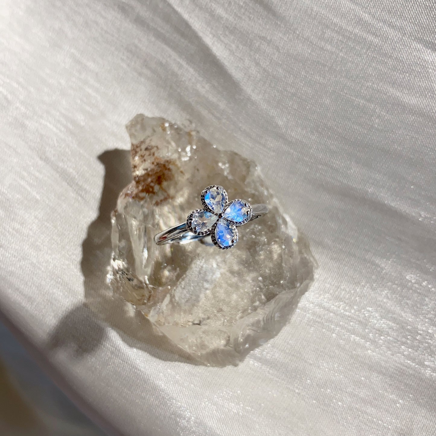 Lucky Clover Moonstone Ring