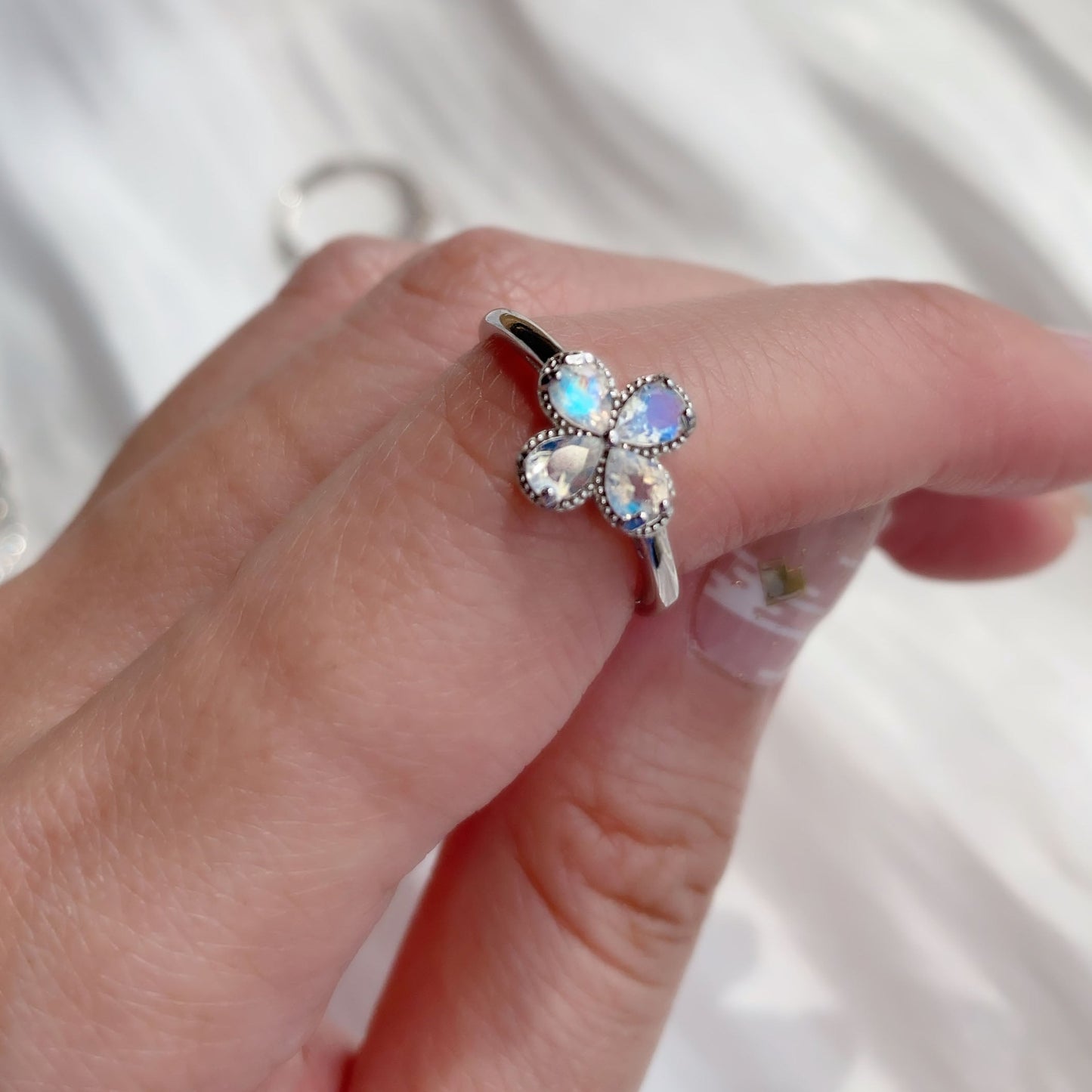 Lucky Clover Moonstone Ring