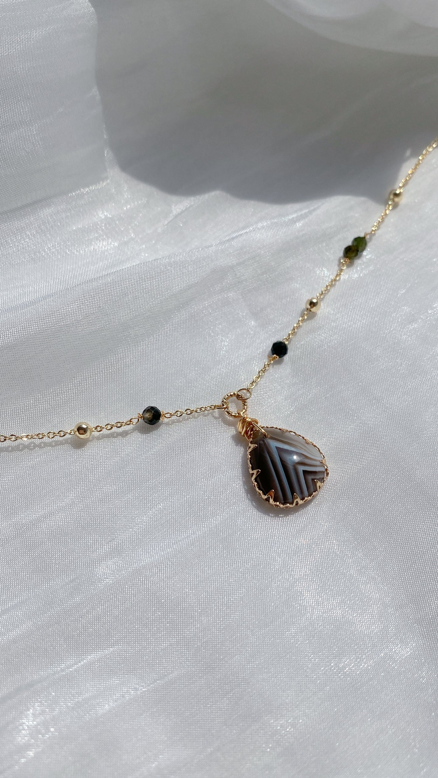 Mountie Agate in tourmaline necklace