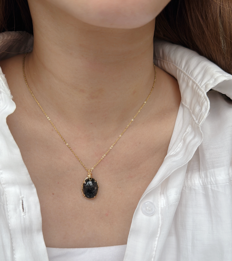 Black Rutilated Handcrafted Necklace