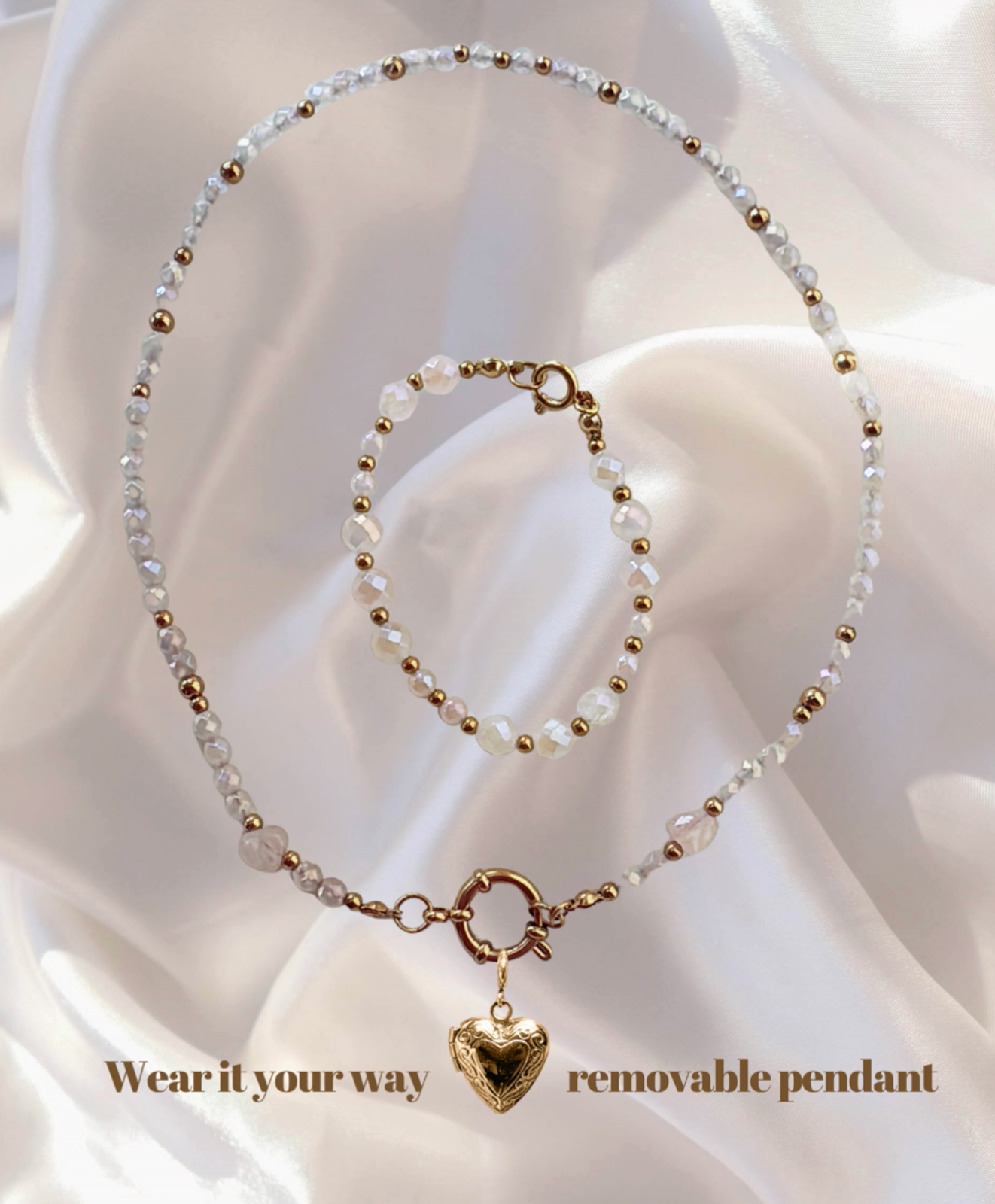 Rose Quartz + Locket  | Serena Set