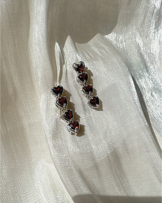 Garnet Heart Shape Earring