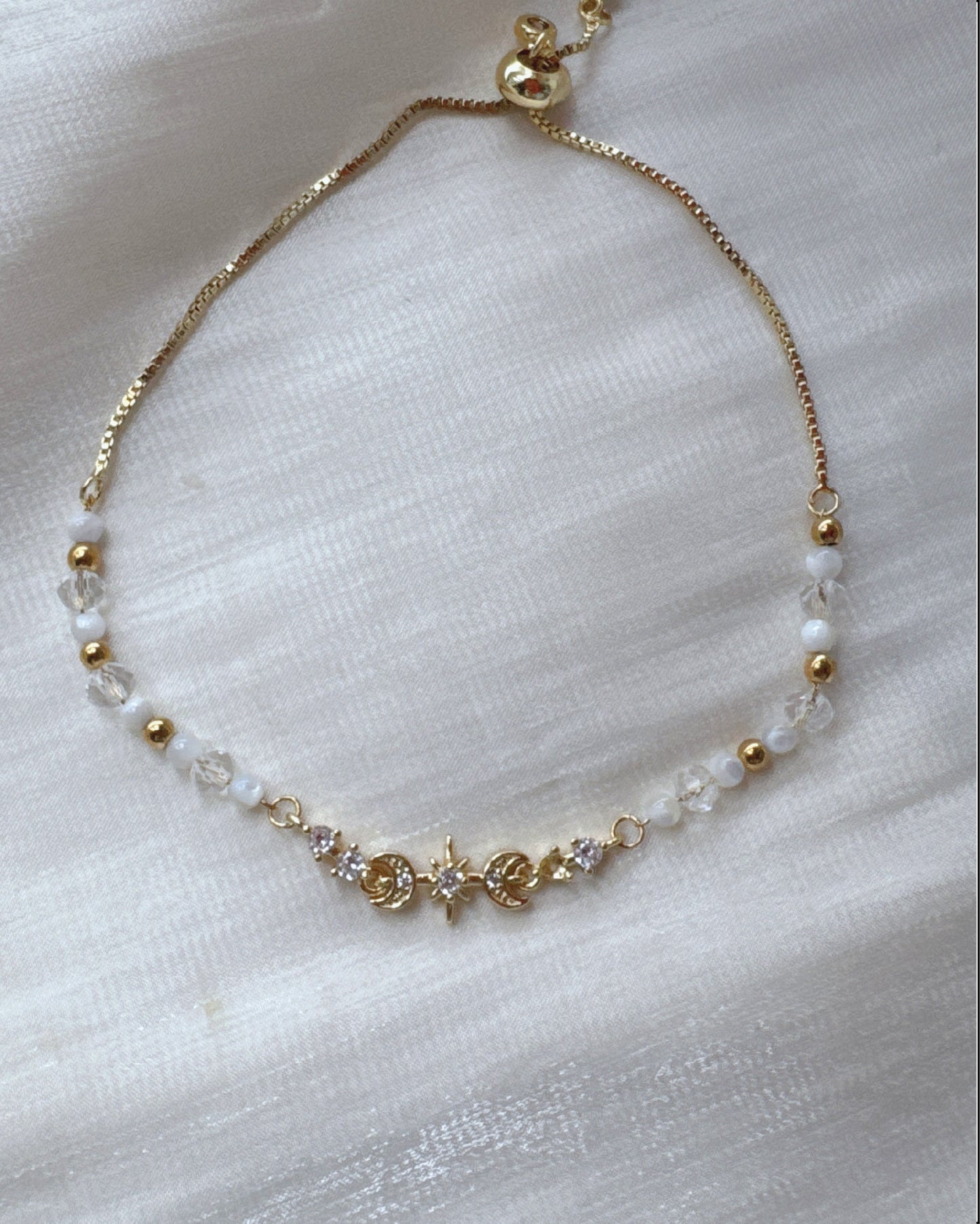 Celestial Bracelet | Mother of Pearl and Clear Quartz