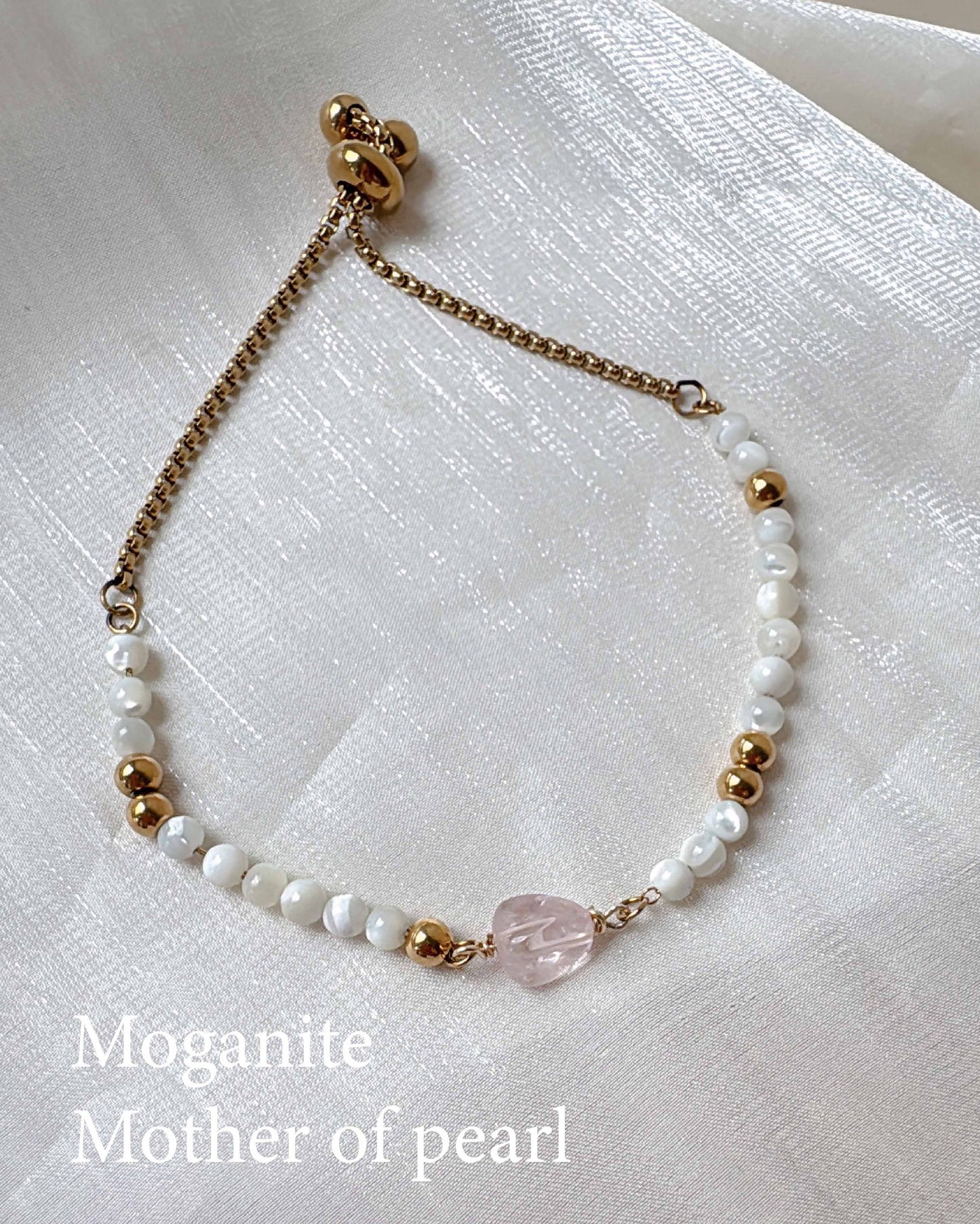 Pink Blush Bracelet Collection|Moganite|Mother of Pearl|Rose Quartz||Tourmaline