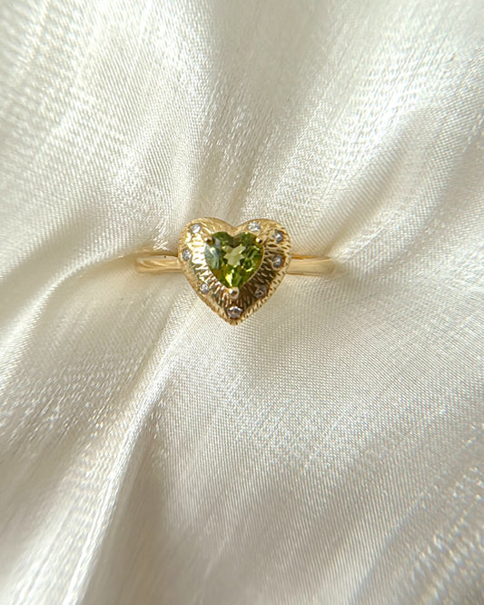 Peridot Vintage Heart Rings