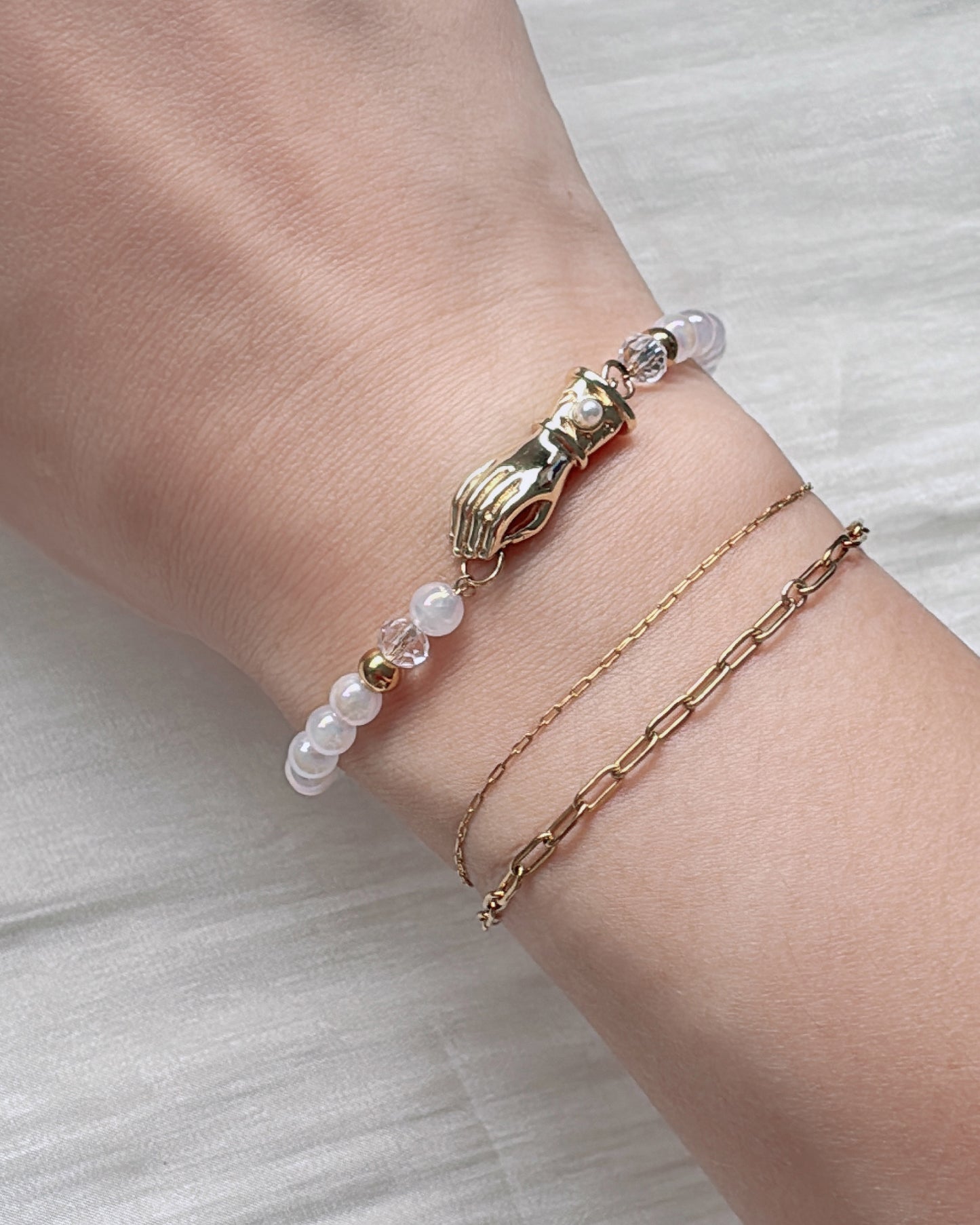 Pink Blush Bracelet Collection|Moganite|Mother of Pearl|Rose Quartz||Tourmaline