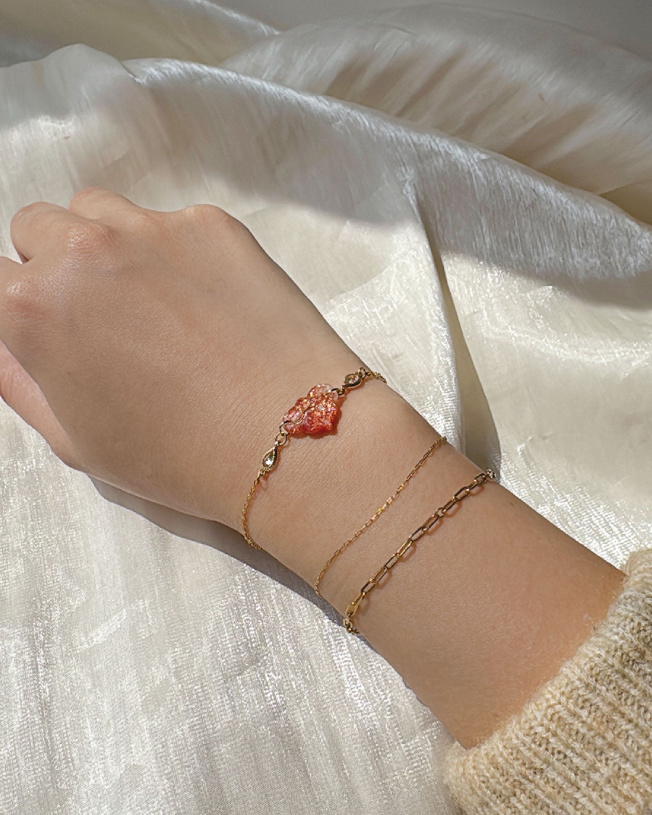 平安如意鎖｜Peaceful Lock Sunstone Bracelet