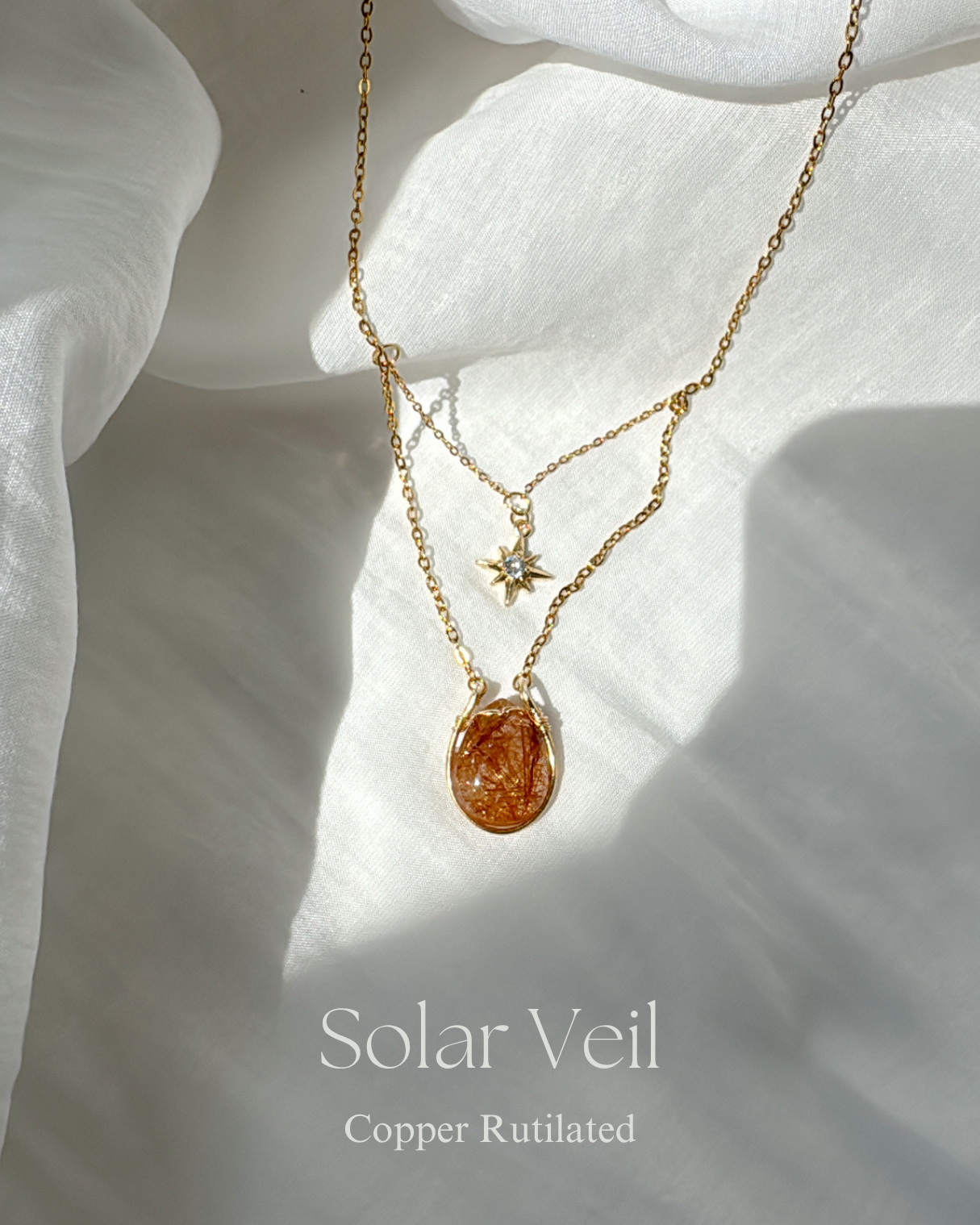Solar Veil | Copper Rutilated Necklace