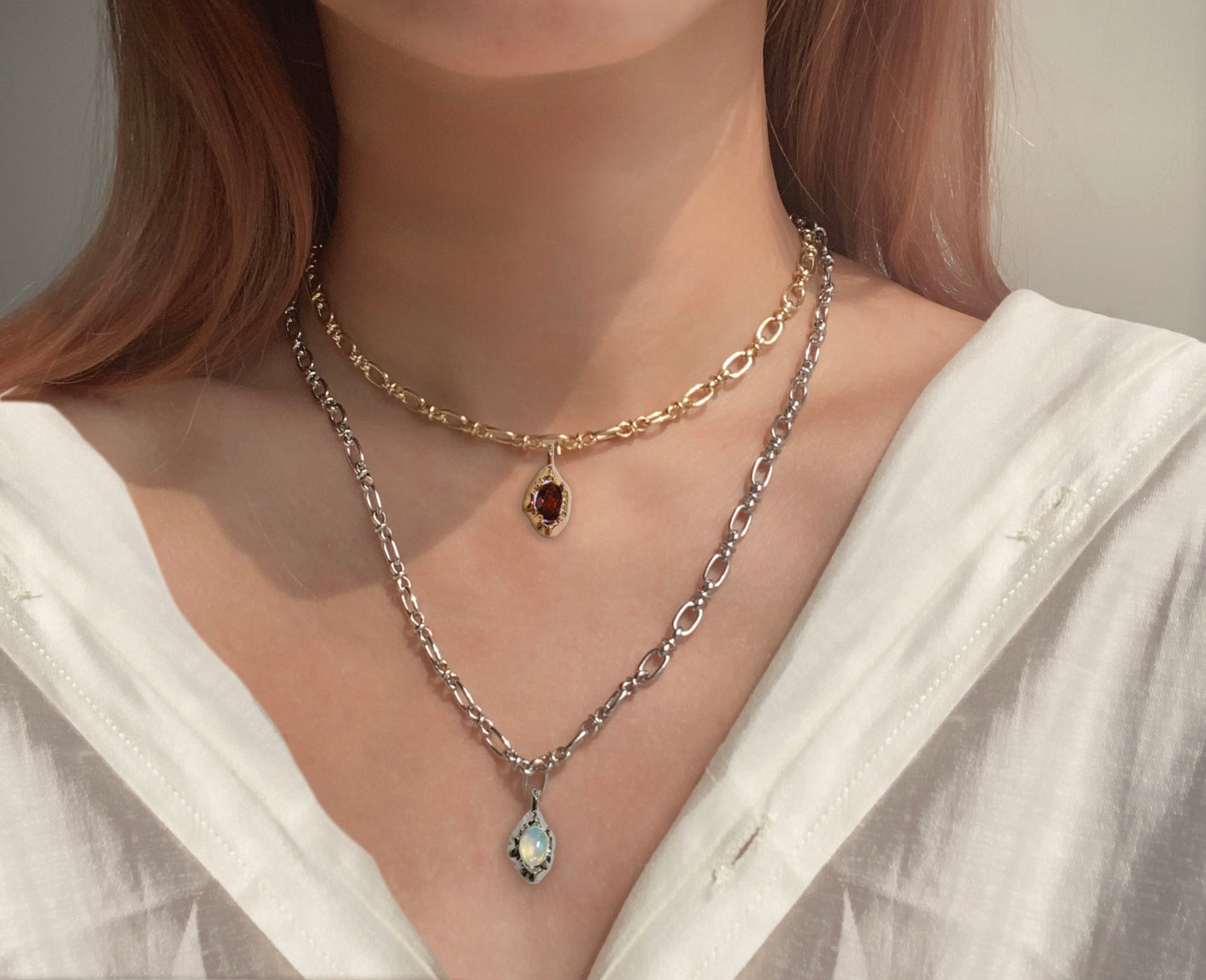 Playful Chunky Necklace | Garnet Opal Amethyst