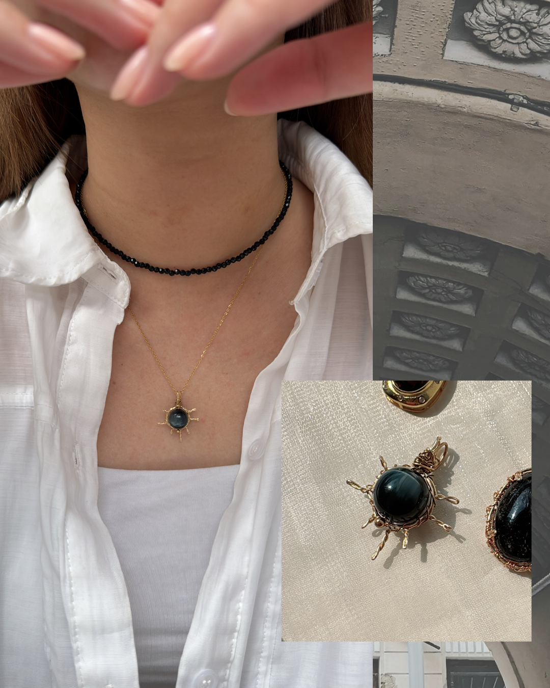 Blue Tiger Eye Solar Necklace