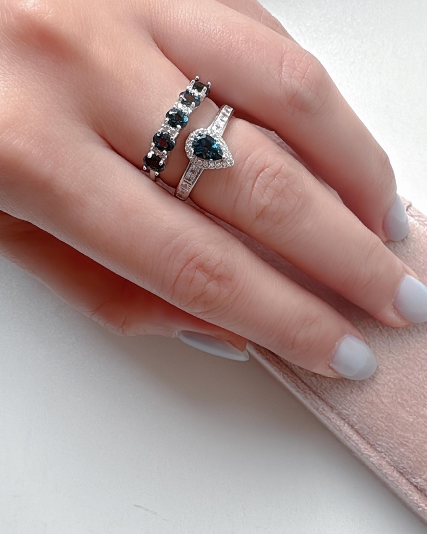 London Blue Topaz  Pear Shape Rings