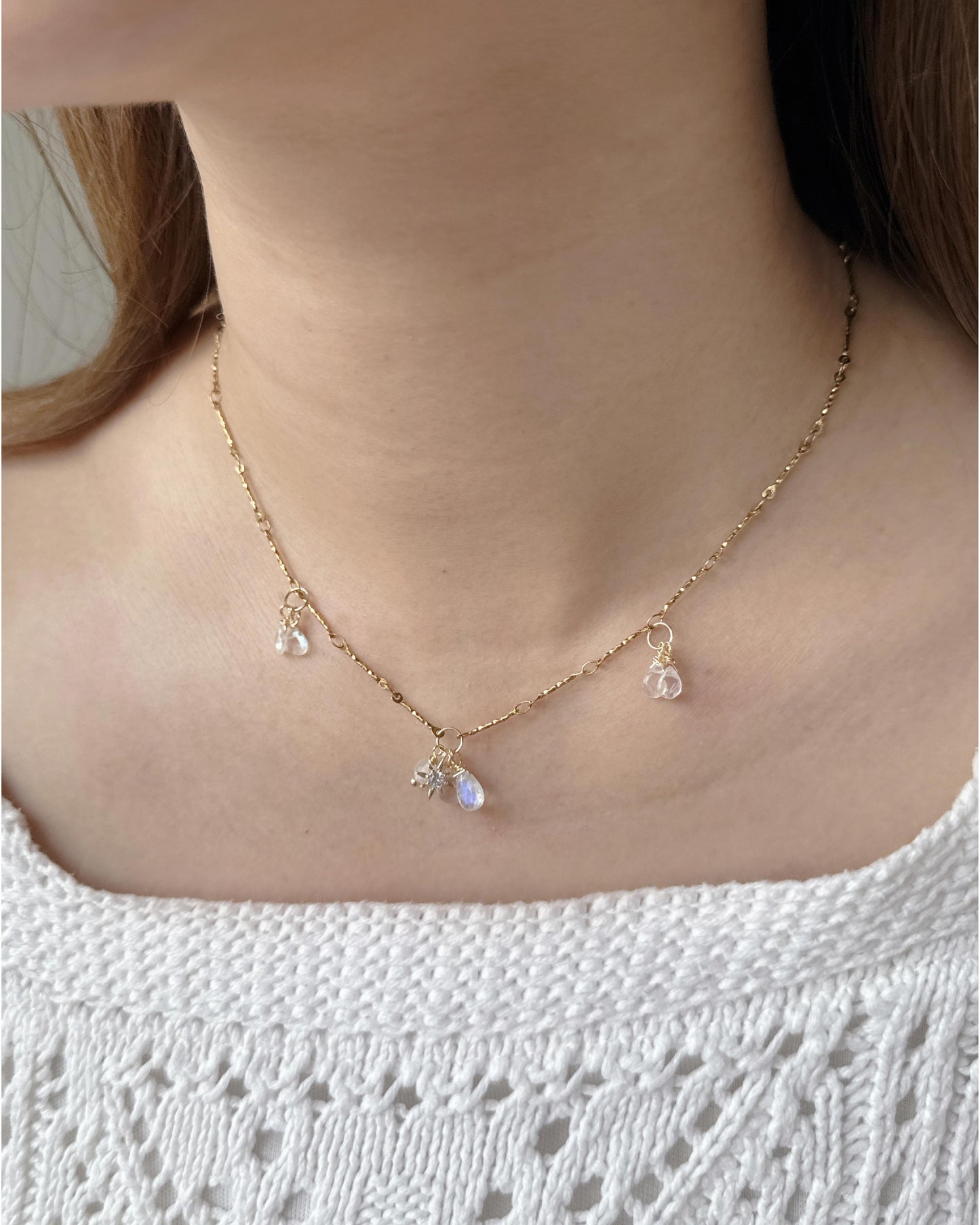 RainDrops Moonstone Necklace