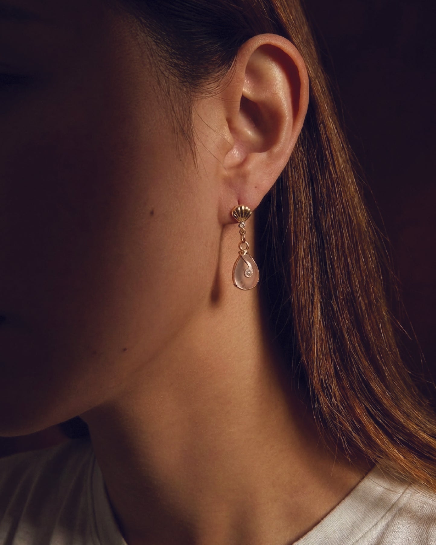 Earrings for Her | Herkimer , Rose Quartz, Shell, Garnet