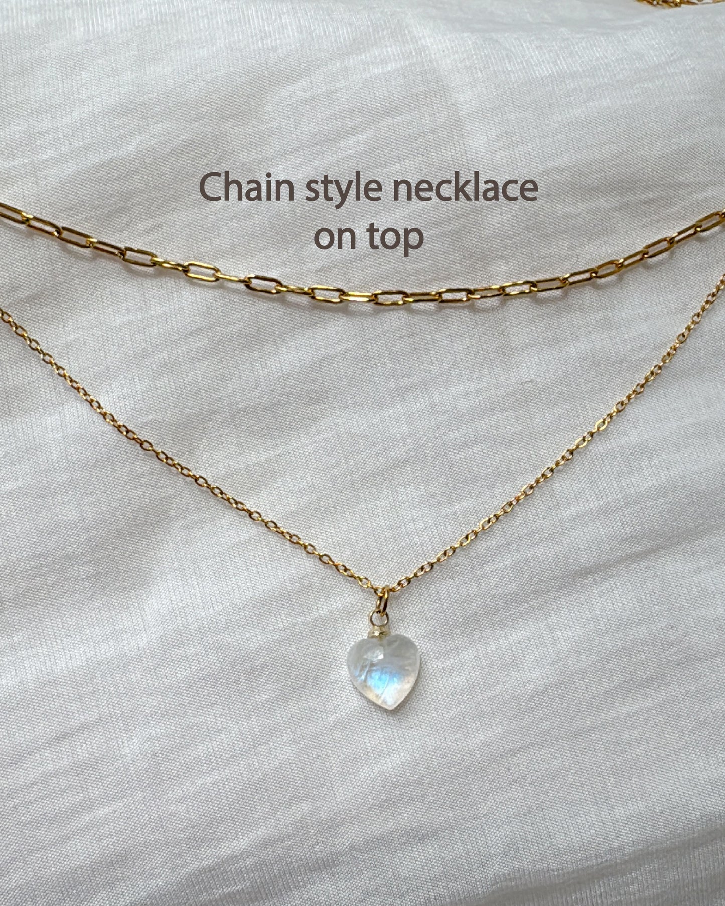 Layers Chain Necklace| moonstone | Green Red Phantom