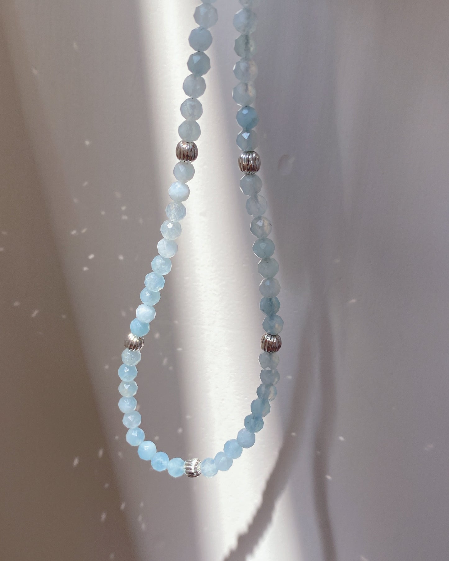 Aquamarine 5mm Sparkel Necklace