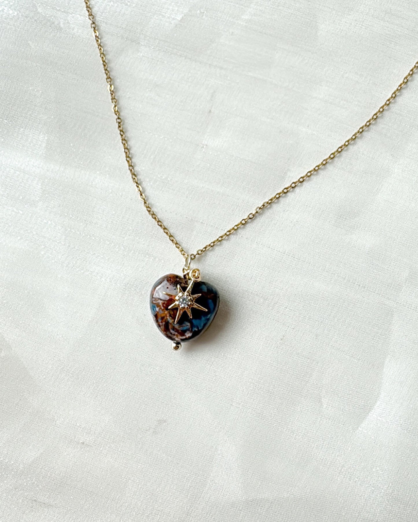 Pietersite Heart with Starburst Necklace
