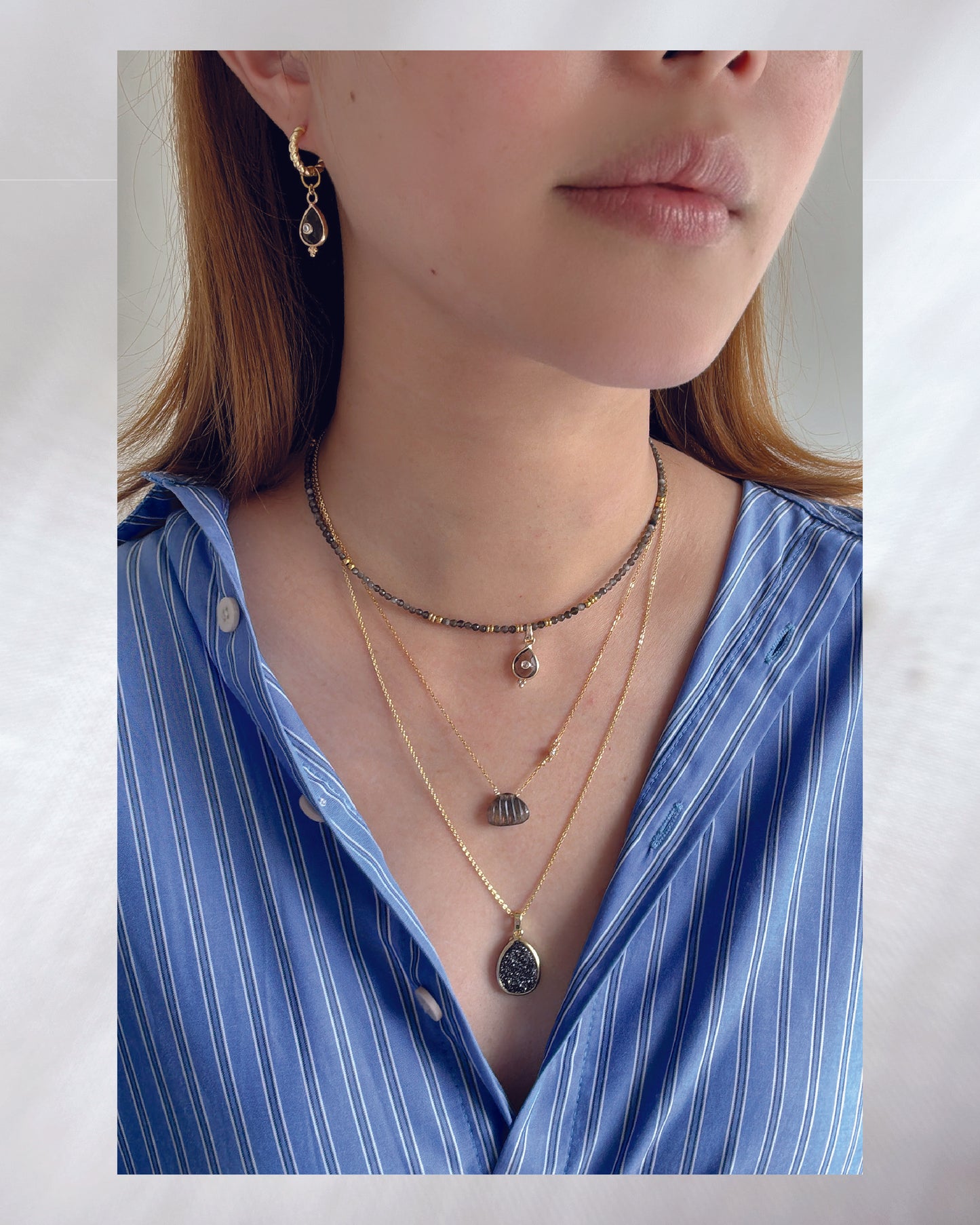 Black Sunstone Shell Necklace