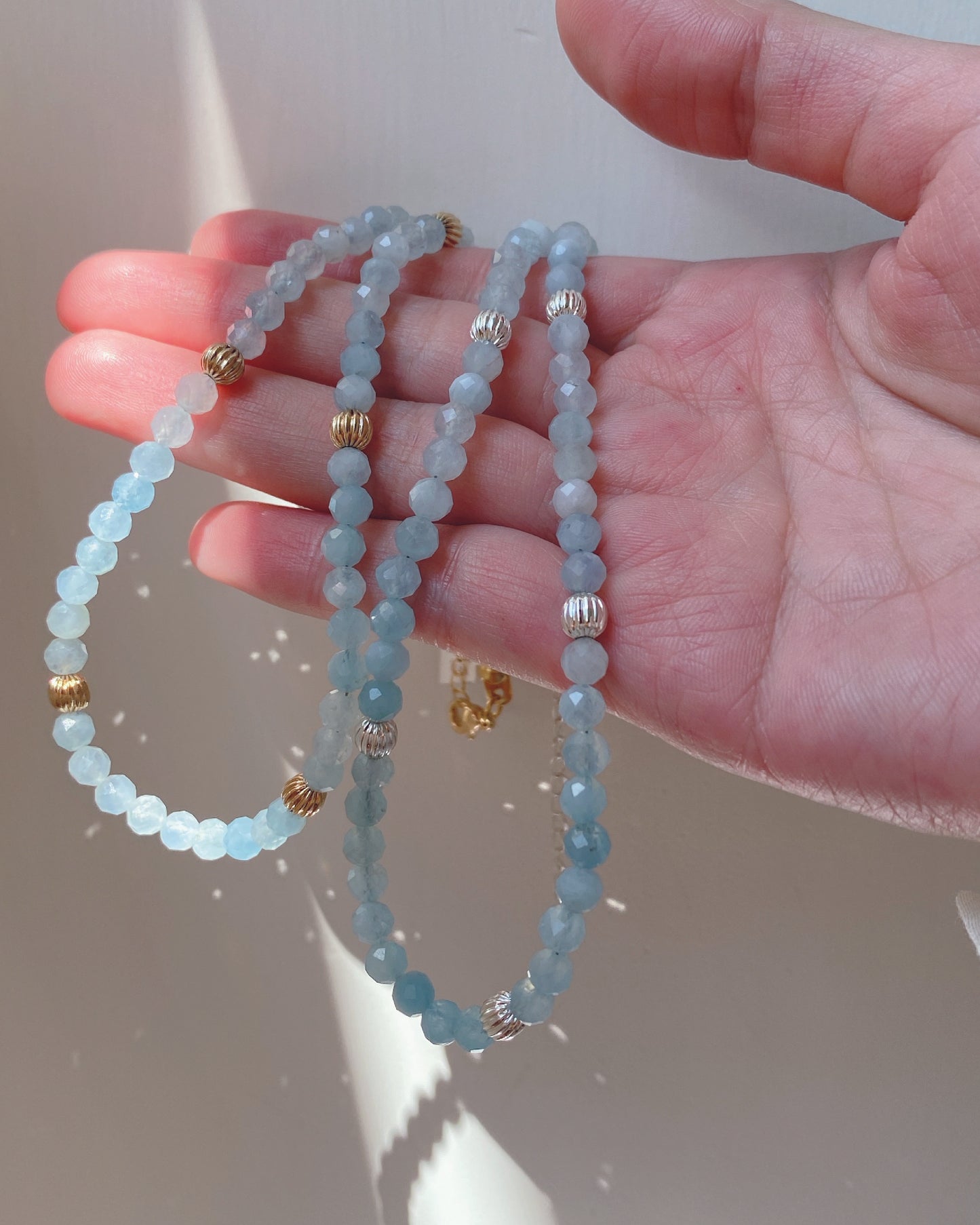 Aquamarine 5mm Sparkel Necklace