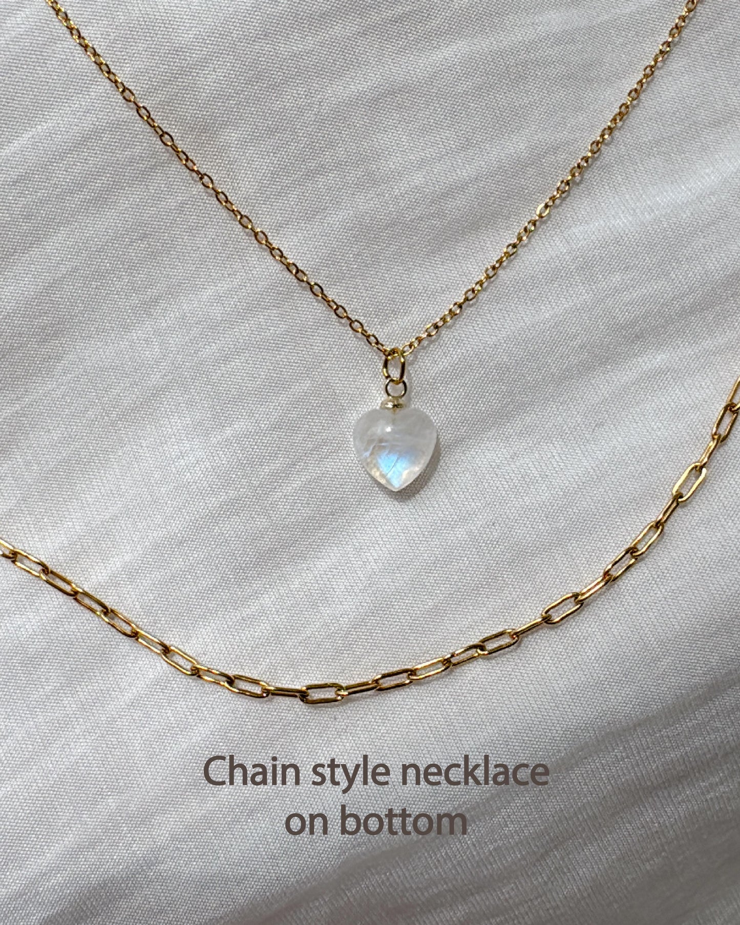 Layers Chain Necklace| moonstone | Green Red Phantom