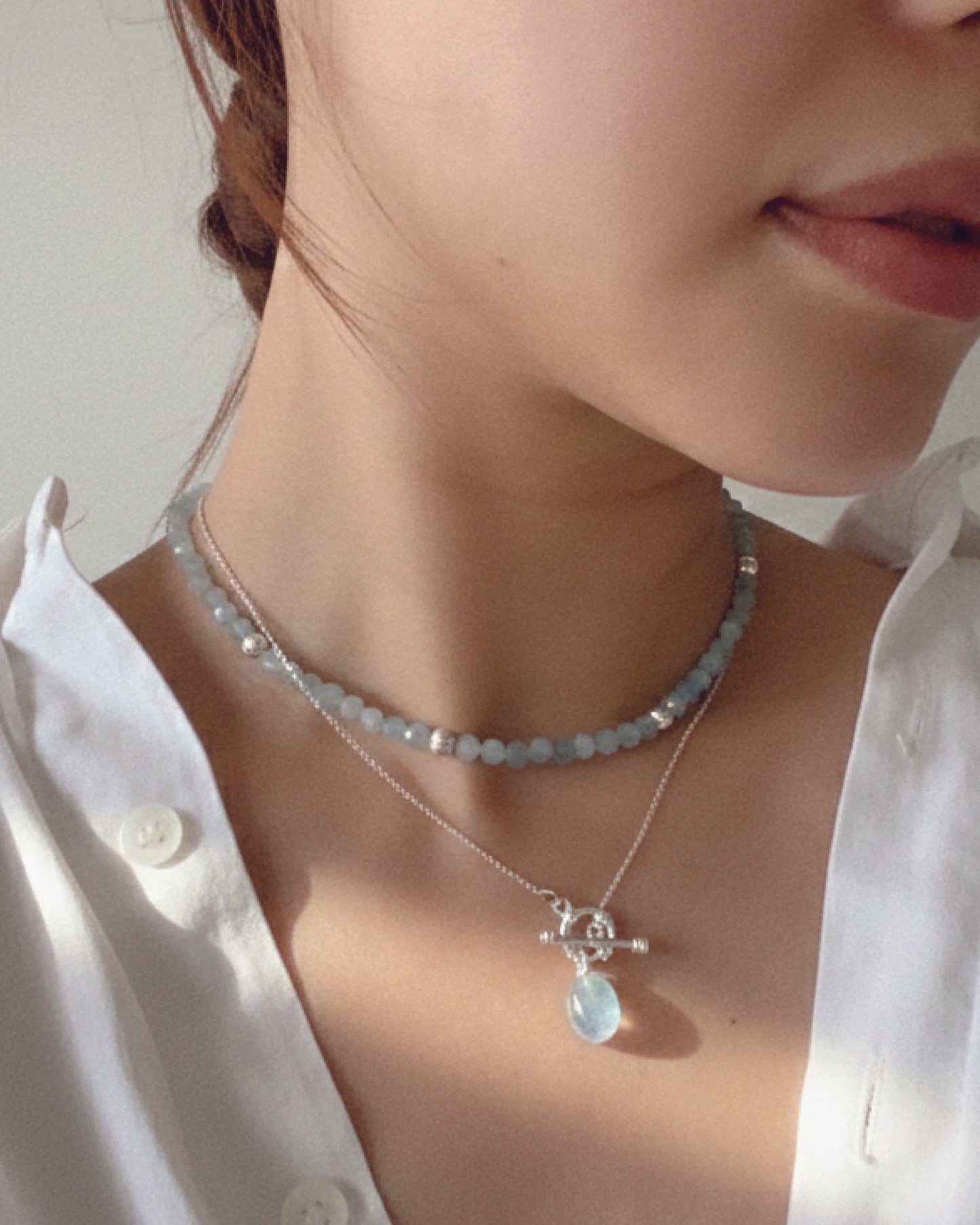 Aquamarine 5mm Sparkel Necklace