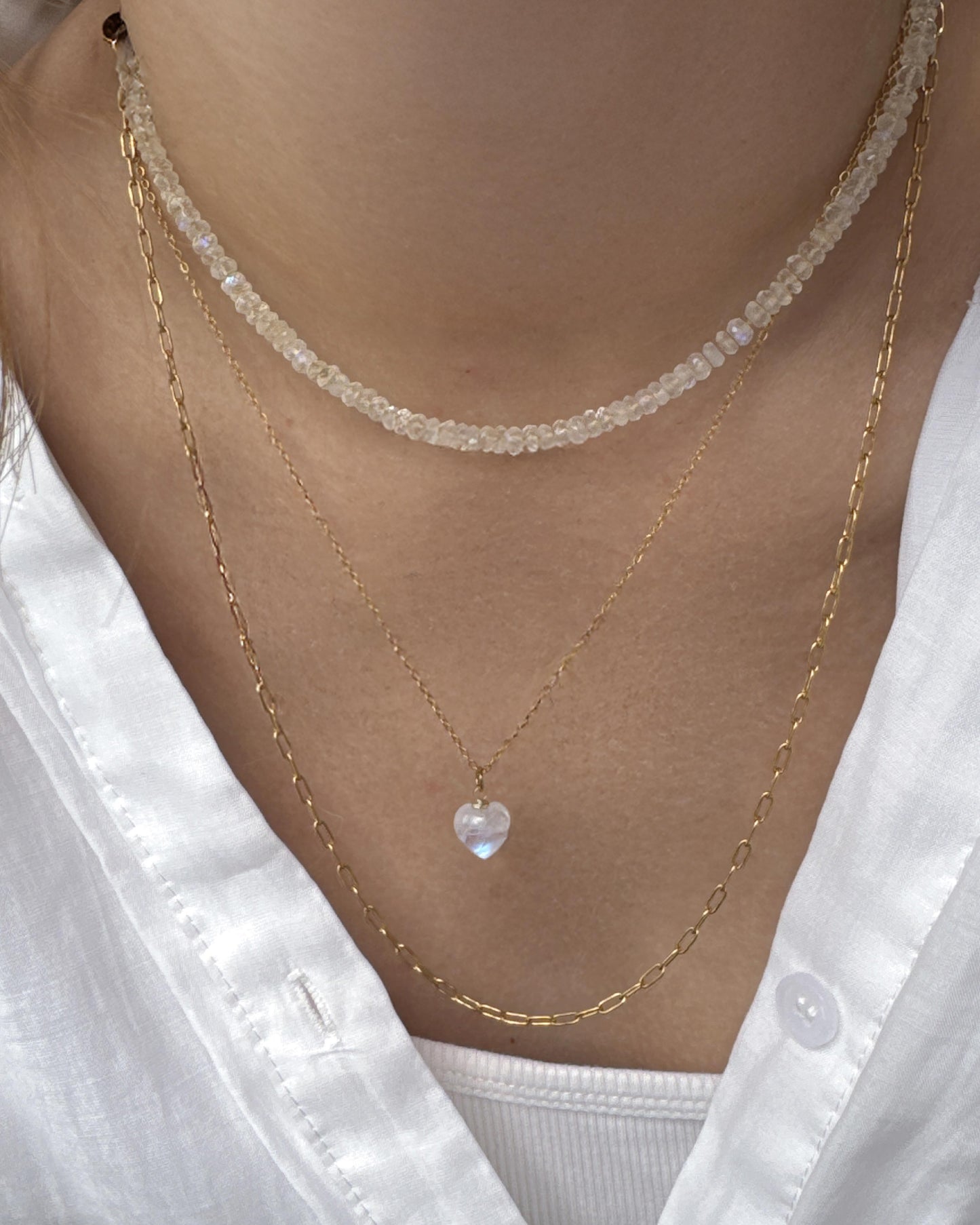 Layers Chain Necklace| moonstone | Green Red Phantom