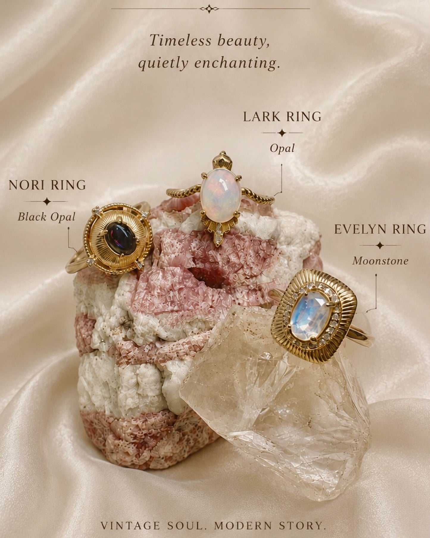 Veiled Elegance Rings - Moonstone | Opal | Topaz